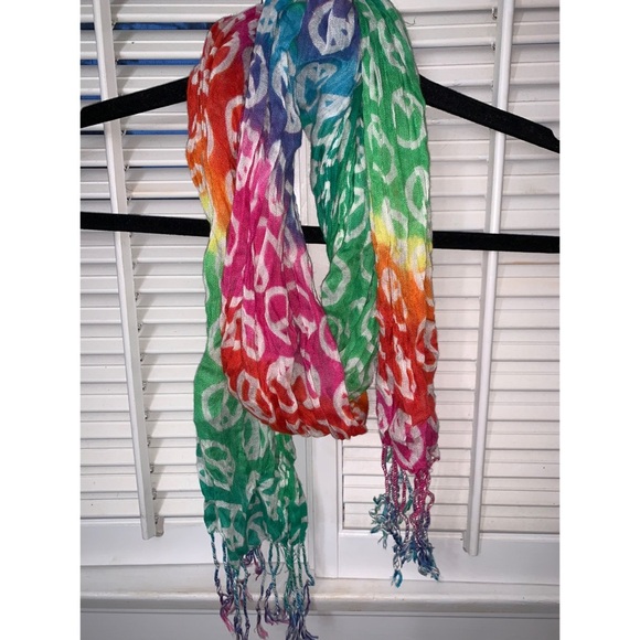 Justice just for girls Rainbow Multicolor Peace Scarf - Picture 2 of 3